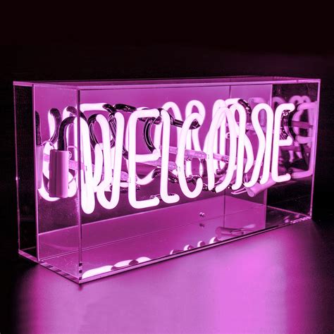 Pink ‘welcome Acrylic Box Neon Light 151 Statement Living