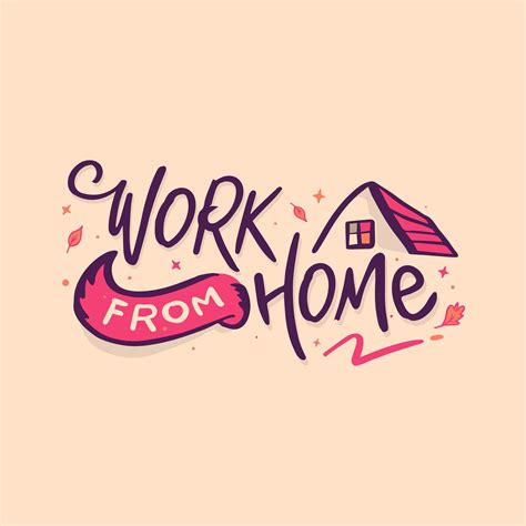 Work From Home Lettering With House Roof 966060 Vector Art At Vecteezy