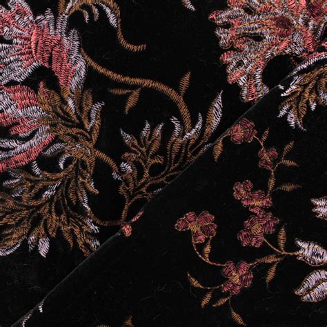 Embroidered Velvet Fabric Black Georgina Ma Petite Mercerie