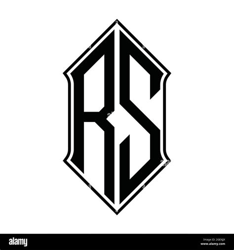 Rs Logo Monogram With Shieldshape And Black Outline Design Template