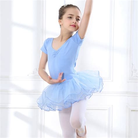 Gymnastics Leotard For Girls Short Sleeves Cotton Ballet Dress Children
