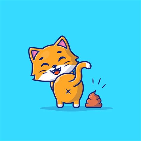 Premium Vector Cute Cat Poop Cartoon Icon Illustration Animal Icon