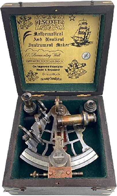 brass sextant with wooden box antique finish nautical working sextant telescope with