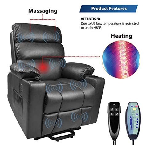 Maxxprime Electric Power Lift Recliner Chair Sofa With Massage And Heat For Elderly Pu Faux