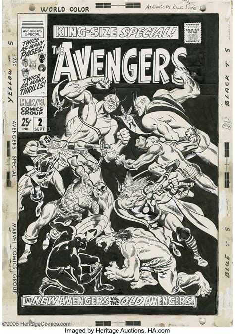 John Buscema Avengers Annual 2 Cover Original Art Marvel 1968