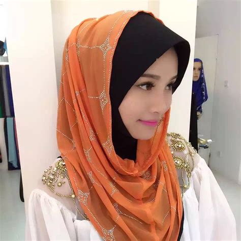 Fashion Islamic Muslim Middle East Rhinestone Hijab Glitter Malaysia