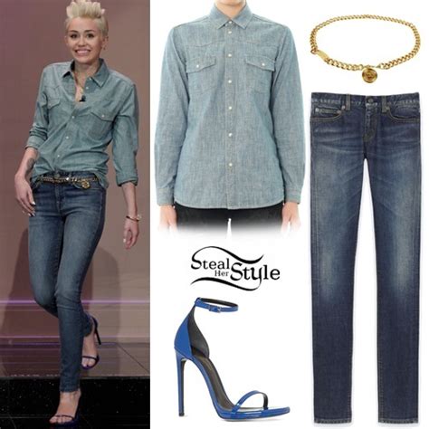 Miley Cyrus Blue Denim Outfit Steal Her Style