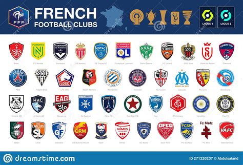 French Football Club Badges And Crests Editorial Photography