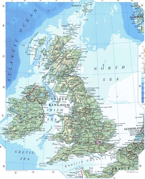 Physical Map Of British Isles Large Detailed Map Of British Isles In
