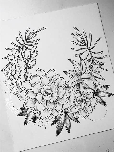 Disegni tumblr fiori bellissimi disegni facili da copiare. Succulent pattern | Succulent art drawing, Tattoo drawings ...
