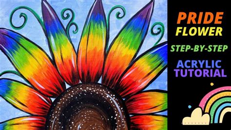 New Painting Ep73 ‘pride Flower Rainbow Sunflower Easy Acrylic