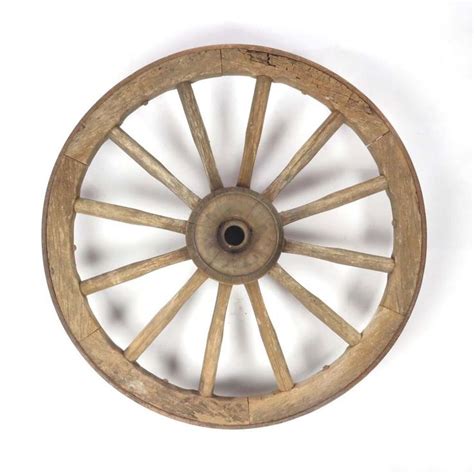 Antique Wagon Wheel Wood Cast Iron Hub 12 Spoke Primitive Rustic Vtg