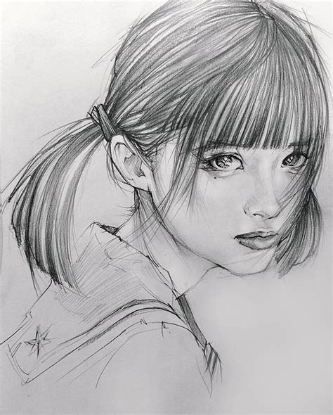 Artstation Pencil Drawing Portrait Toh Yasu藤保 016