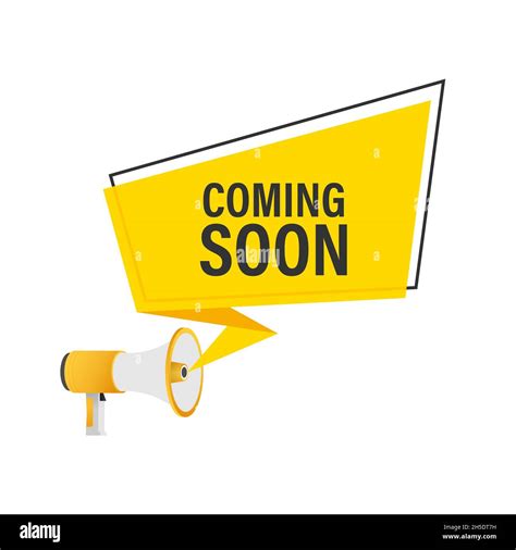 Megaphone Label With Coming Soon Neon Style Megaphone Banner Web