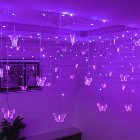 Butterfly Hanging Fairy Lights In Pink Or Purple Butterfly Room Dreamy Room Purple Rooms