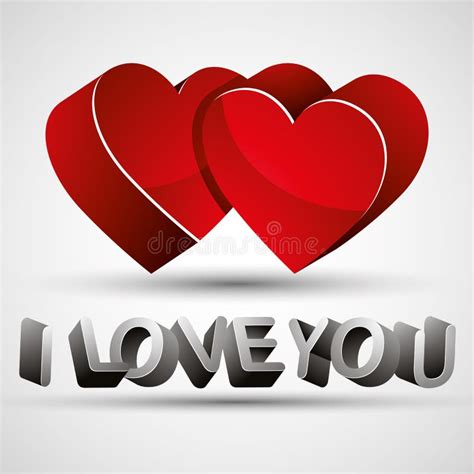 I Love You Phrase Made With 3d Letters And Two Red Hearts Isolated On