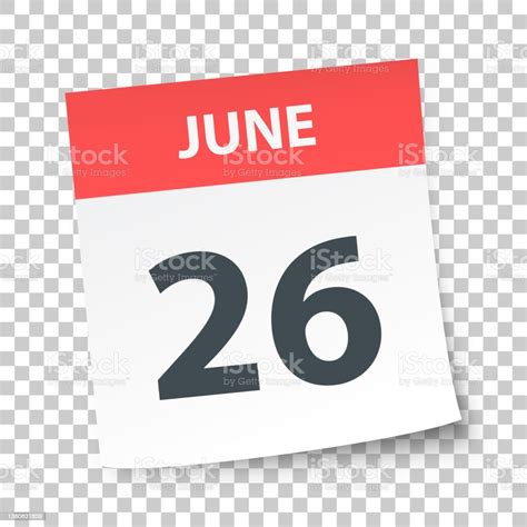 June 26 Daily Calendar On Blank Background Stock Illustration