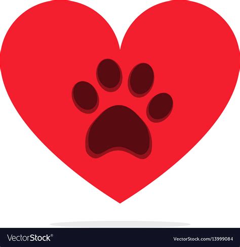 Animal Paw In Heart Isolated On White Love Animals