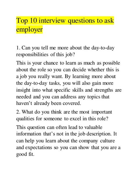 Best Questions To Ask Employer Oholomizy