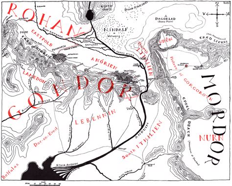 Map Of Rohan Gondor And Mordor Tolkien Gateway