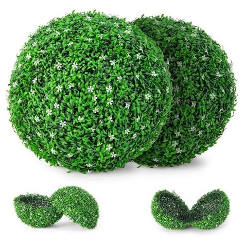 Honey Joy 2pcs 19 5 In Green Artificial Boxwood Topiary Balls Faux