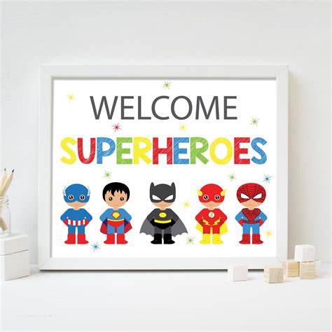 Printable Welcome Superheroes Birthday Sign Superhero Etsy Welcome