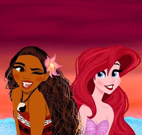 Moana And Ariel Moana Disney Princesa Ariel Disney Lindo Disney