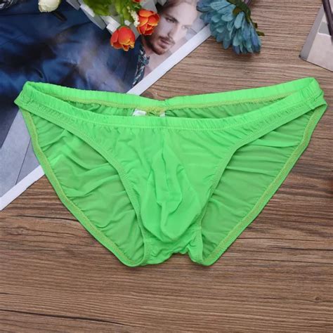 Mens Sexy Ice Silk Briefs Bikini Underwear Back Ruched Panties Thongs