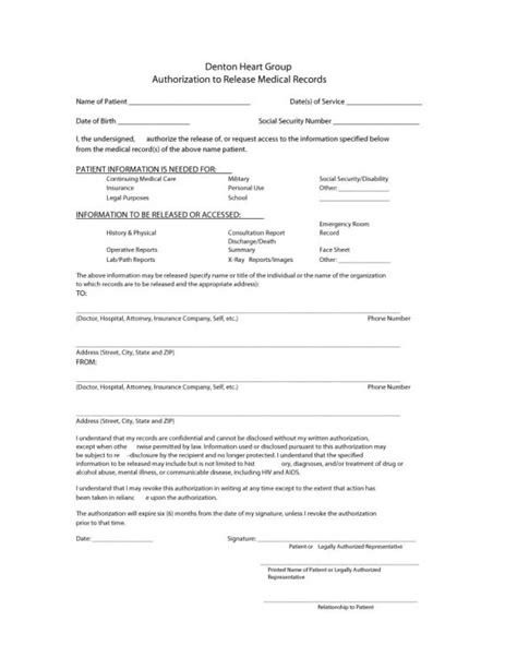 medical records release form release  information
