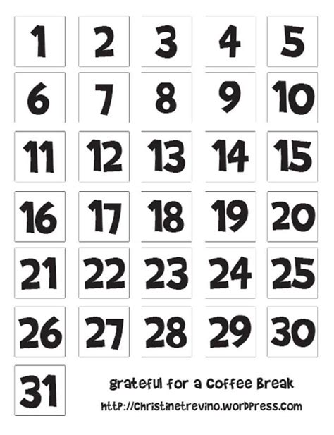 Printable Numbers For Calendars Printable Calendar Numbers Calendar