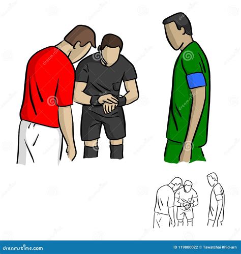 Árbitro Masculino Que Lanza Una Moneda Antes Del Illus Del Vector Del