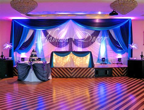 Wedding Reception Backdrop Lighting And Sweetheart Table Decor Royal Purpleturquoise And White