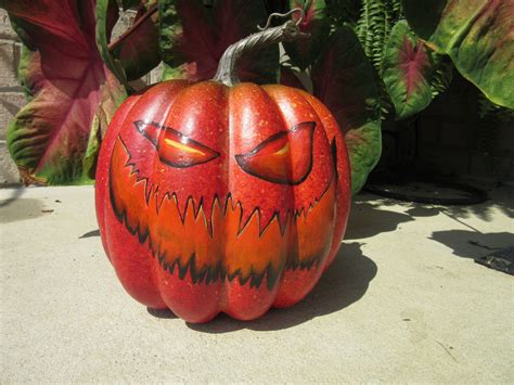 Scary Halloween Painted Pumpkin Face Plastic Painted Pumpkin Etsy