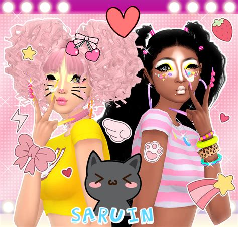 Saruin — Ganguro Set Sims 4 Body Mods Sims 4 Mods Sims 4 Hair Male