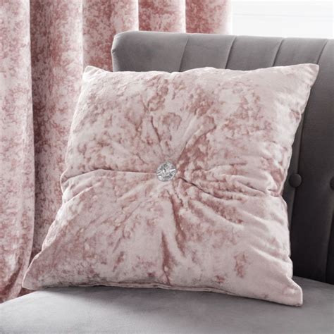 Catherine Lansfield Crushed Velvet Filled Cushion Blush Pink Tonys Textiles