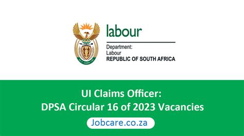 Ui Claims Officer Dpsa Circular Of Vacancies Jobcare