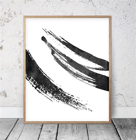 Modern Abstract Printable Brush Strokes Art Printable Black Etsy