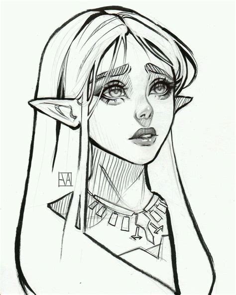 Pin By Ashley Billings On The Legend Of Zelda Sketches Elf Drawings