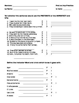 Tomorrow's test will have (a.) a paragraph where you decide between using the preterite or imperfect forms of the verbs given. 16 Best Images of Preterite Spanish Verbs Worksheets ...