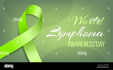 World Lymphoma Awareness Day Concept Banner With Lime Ribbon Awareness