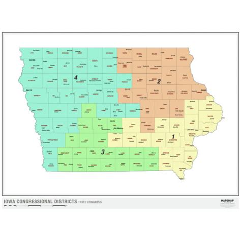 Iowa 2024 Congressional Districts Wall Map By Mapshop The Map Shop