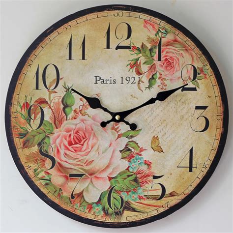 Customizable flower clocks from zazzle. Antique Style 35cm Wall Clocks Vintage Rose Flower Round ...