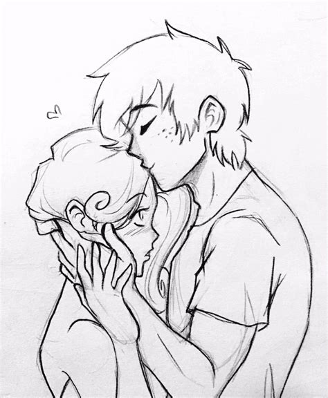 Cute Anime Couples Kissing Sketch