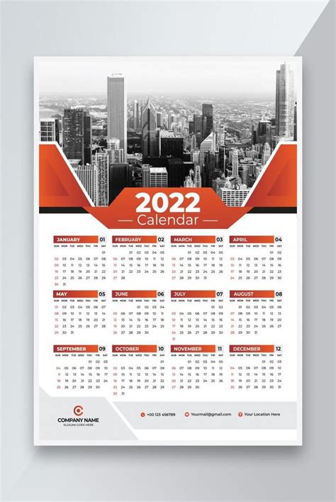 Template Cetak Desain Kalender Dinding 2022 Modern Vektor Premium