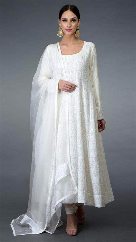 Designer Pure Georgette Handwork Chikankari Pure White Anarkali Suit