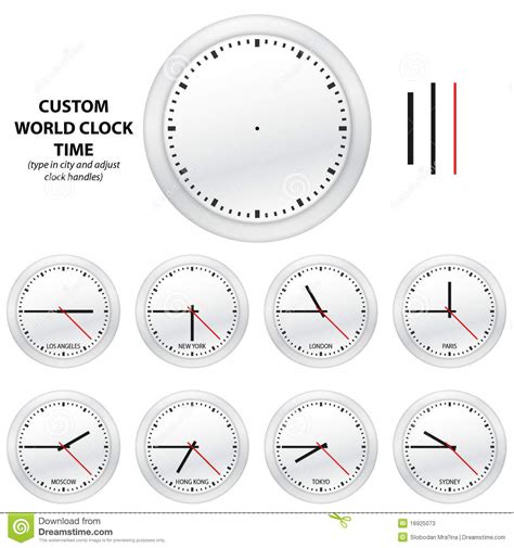 Custom World Clock Time Editable Vector Edition Stock