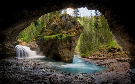 Download Waterfall River Nature Cave Hd Wallpaper