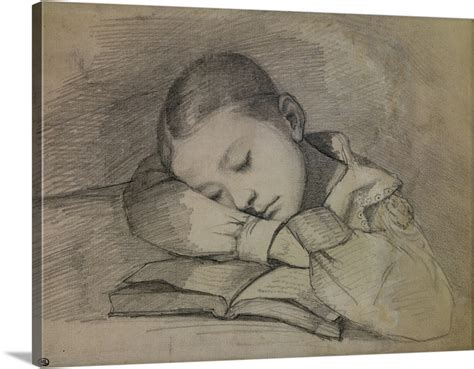 Juliette Courbet Sleeping 1841 By Gustave Courbet French Drawing Wall Art Canvas Prints