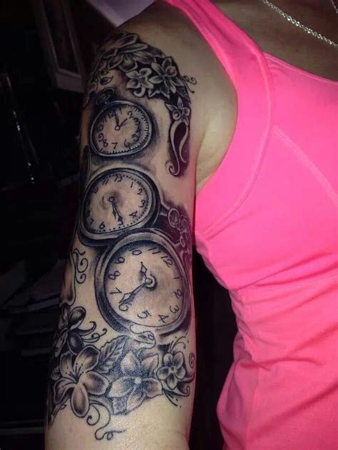 A tramp stamp is a tattoo on your very very lower back (above your butt). Flowers represent life and the clocks are the birth times ...