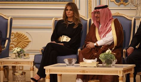 first lady melania trump talks with saudi crown prince muhammad bin nayef during a ceremony to